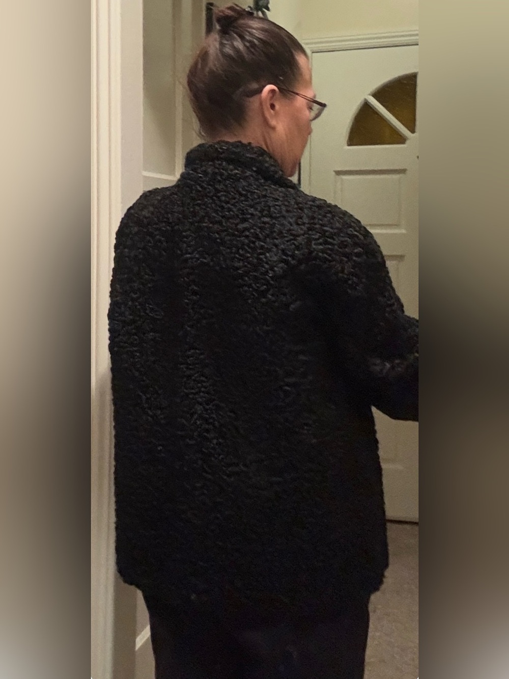 Vintage Black Curly Faux Fur Coat - Picture 8 of 9
